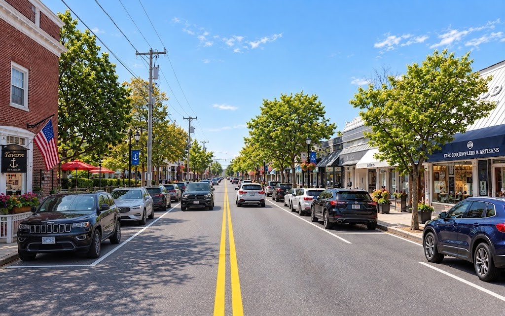 Rendering showing proposed two-way travel on Main Street in Downtown Hyannis